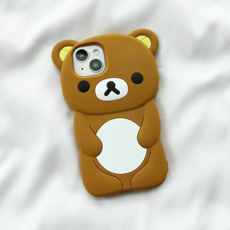 Phone Accessories Online - เคสโทรศัพท์ซิลิโคนริลัคคุมะ ลายการ์ตูนน่ารัก ป้องกันแรงกระแทกเต็มตัว เคสนิ่มสำหรับ iPhone 16